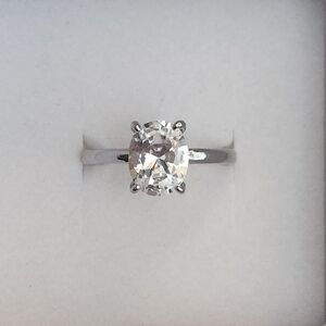 White Gold Tone Ring With Oval Cut 2CT Solitaire Gemstone